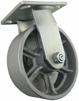 ZORO SELECT 1NWL5 Rigid Plate Caster,Csst Irn,6 in,1200 lb