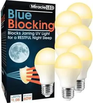MIRACLE LED 602107 Blue Blocking Amber Glow LED Night Time Sleep Bulb Replace