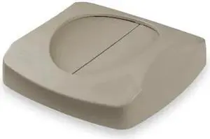 RUBBERMAID FG268988BEIG Trash Can Top,Drop Top,Swing Closure