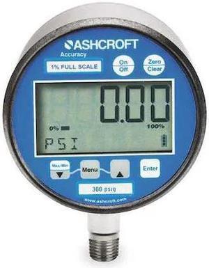ASHCROFT 302074SD02L30BL Digital Test Pressure Gauge, 0 to 30 psi, 3 in Dial,