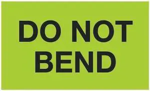 Tape Logic DL2343 3 x 5 in. - Do Not Bend Fluorescent Green Labels - Roll of 500