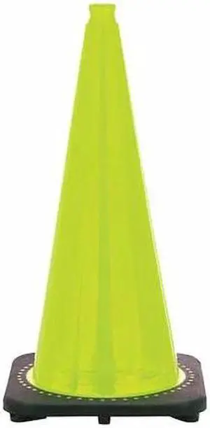 ZORO SELECT RS70032C-LIME Traffic Cone, PVC, Non-Reflective, 28 in Height, 7