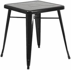 Commercial Grade 23.75" Square Black Metal Indoor-Outdoor Table