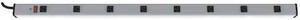ZORO SELECT 3W211 Outlet Strip, 8 5-15R, 5-15P, 6 ft., Gray