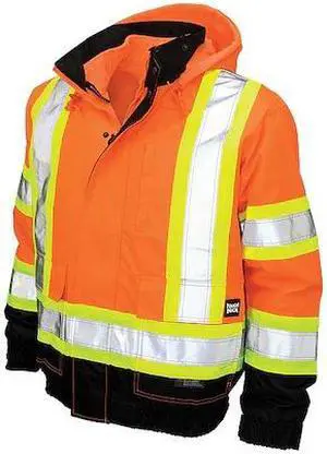 TOUGH DUCK S41311 Hi-Vis 3-in-1 Safety Bomber Jacket, 300D Poly Oxford with PU