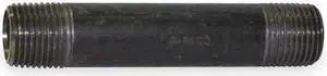 ZORO SELECT 1LMA2 3/8" x 4" Black Pipe Nipple Sch 80