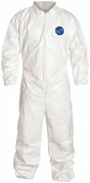 DUPONT TY125SWHLG0025NF Disposable Coverallss, Collared Coverall, L, Tyvek(R)