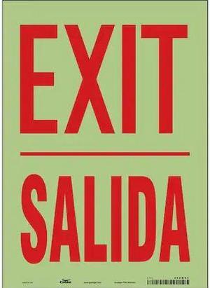 CONDOR 480M92 Exit Sign, Vinyl, 10" W, 14" H, Exit/Salida, White