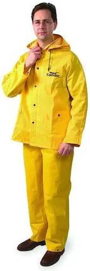 CONDOR 6AL66 3 Piece Rainsuit w/Detach Hood,Yellow,3XL