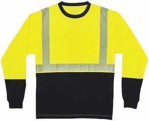 ERGODYNE 8281BK Black Front Perf. Lng Slv Shirt,L,Lime, Polyester, Lime, Black