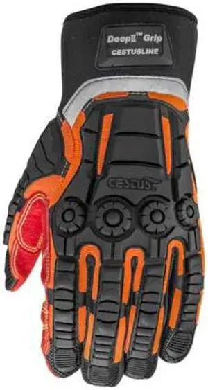 CESTUS 3075-2XL ANSI Cut A2 Impact Gloves, Skid-X Rough Out Coarse Palm, 2XL,PR