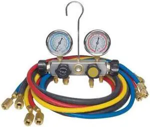 DAYTON 4PDG2 Manifold Gauge Set, 4 Valve,4 Hoses
