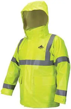 MCR SAFETY BJ238JHX2 Flame Resistant Rain Jacket, 11 cal/sq cm, 2XL, 11 oz PVC,