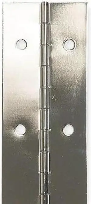 ZORO SELECT 1CBJ7 Piano Hinge, Steel, Full Surface Mounting, 1 in Leaf W x 48