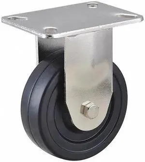 ZORO SELECT 33H920 Rigid NSF-Listed Plate Caster,Rubber,4 in., 200 lb.