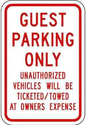 LYLE RP-121-12HA Guest Parking Sign, 12" W, 18" H, English, Aluminum, White
