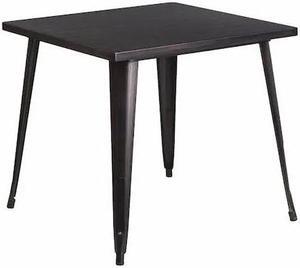 Commercial Grade 31.75" Square Black-Antique Gold Metal Indoor-Outdoor Table