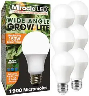 MIRACLE LED 602143 Full Spectrum Multi Plant LED Grow Light Replace 150W,PK6