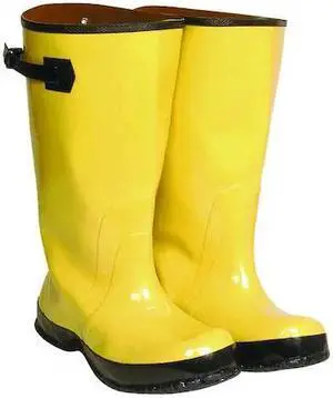 ZORO SELECT 4T273 Overboots, Plain Toe, Rubber, 17 in H, Pull On, Cleated Sole,