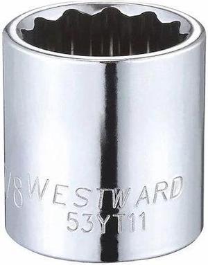 WESTWARD 53YT11 3/8" Drive, SAE Socket, 7/8" Socket Sz, 12 Pts