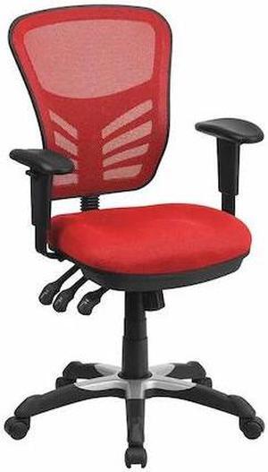 Mid-Back Red Mesh Multifunction Executive Swivel Ergonomic Office Chair with Adjustable Arms