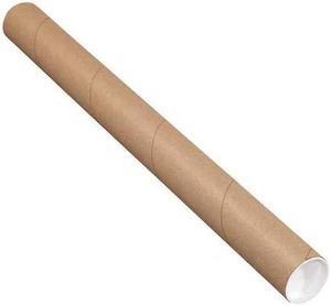 PARTNERS BRAND P2526K Mailing Tubes with Caps, 2-1/2" x 26", Kraft, 34/Case