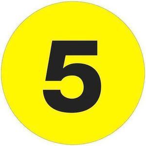 TAPE LOGIC DL1362 Tape Logic Number Labels, "5", 4" Circle, Fluorescent Yellow,