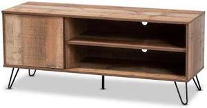 Baxton Studio Iver Modern and Contemporary Rustic Oak Finished 1-Door Wood TV Stand