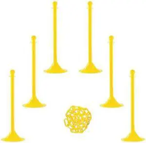 ZORO SELECT 71002-6 Barrier Post Kit, Yellow, 41 in Post Height, Gloss