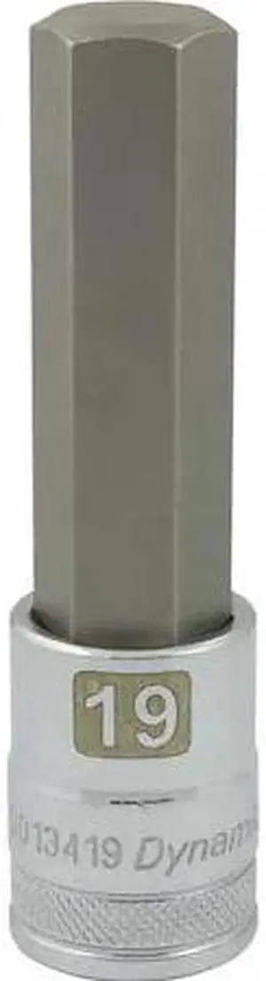 DYNAMIC D013419 Tools 1/2" Drive Metric Hex Head, 19mm Long Bit, Chrome Finish