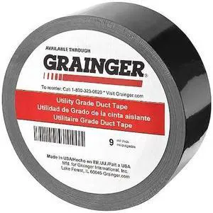 ZORO SELECT TC600-Black Duct Tape,Black,Rubber,72mm W,PK8