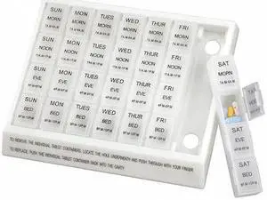 HEALTHSMART 640-8223-0000 Pill Orgnizr, 10-3/8inLx8-1/2inWx1-1/8inH