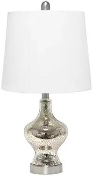 Lalia Home Paseo Table Lamp with White Fabric Shade, Mercury