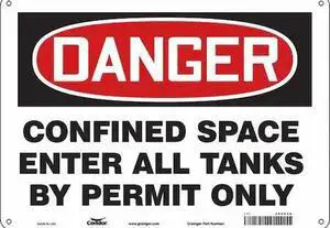 CONDOR 465K08 Safety Sign, 10 in Height, 14 in Width, Aluminum, Horizontal
