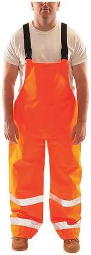 TINGLEY O24129 Hi-Visibility Rain Bib Overall, Polyester/Polyurethane, 31 in