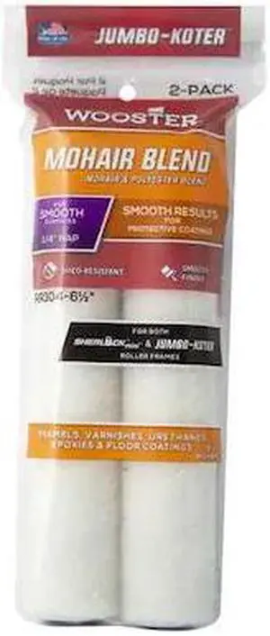 WOOSTER RR304-6 1/2 6-1/2" Mini Paint Roller Cover, 1/4" Nap, Woven Mohair, 2 PK