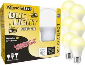 MIRACLE LED 602175 Bug Light Lovely Glow Yellow Amber LED Replace 60W for Porch