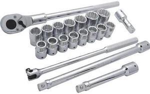 DYNAMIC D023001 3/4" Dr 20Pcs 12 Point, Std Length, Metric Socket Set, 19mm -