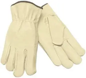 MCR SAFETY 3401M Leather Drivers Gloves, Shirred Slip-On Cuff, Keystone Thumb,