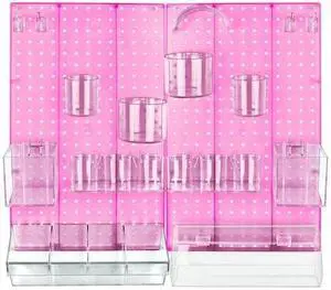 AZAR DISPLAYS 900944-PNK 24-Piece Pink Pegboard Organizer Kit with 2 Panels and