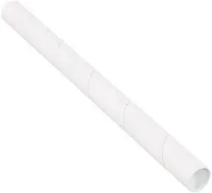 PARTNERS BRAND P1512W Mailing Tubes with Caps, 1-1/2" x 12", White, PK50