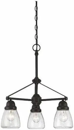 NUVO 60-5546 Laurel 3-Light Chandelier with Clear Seeded Glass