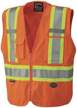 PIONEER V1021150U-S Break Away Zip Vest,Orange,Small