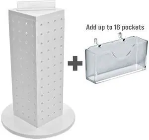 AZAR DISPLAYS 700229-WHT Four-Sided16 Pocket Revolving Pegboard GiftCard Kit