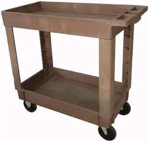 ZORO SELECT 5UTH8 Polypropylene Utility Cart with Deep Lipped Plastic Shelves,