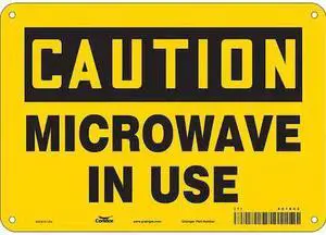 CONDOR 451X02 Safety Sign Radiofrequency/ Microwave, 7 in H, 10 in W, Aluminum,