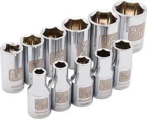DYNAMIC D004000 Tools 1/4" Drive 11 Piece 6 Point, Std SAE Socket Set, 5/32" -