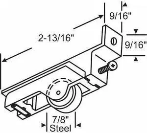 ZORO SELECT 9-277 2-13/16"L Roller Assembly, Zinc, Unfinished