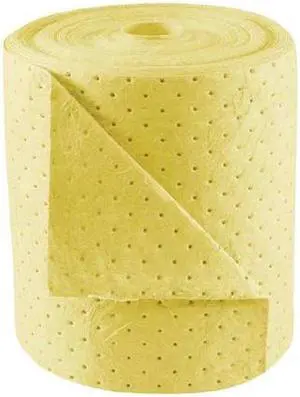 CONDOR 35ZR32 Sorbent Roll, 13 gal, 15 in x 150 ft, Harsh Chemicals, Yellow,