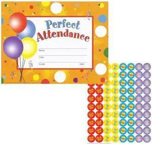HAYES VA801-5 Perfect Attendance Certificates/Reward Seals, PK5